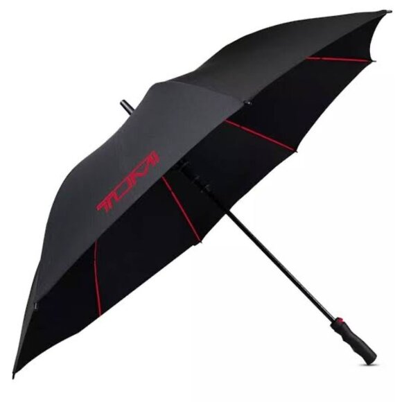 Tumi‎ Black Red Logo Auto large Golf Umbrella NEW WITH TAG - Picture 1 of 8
